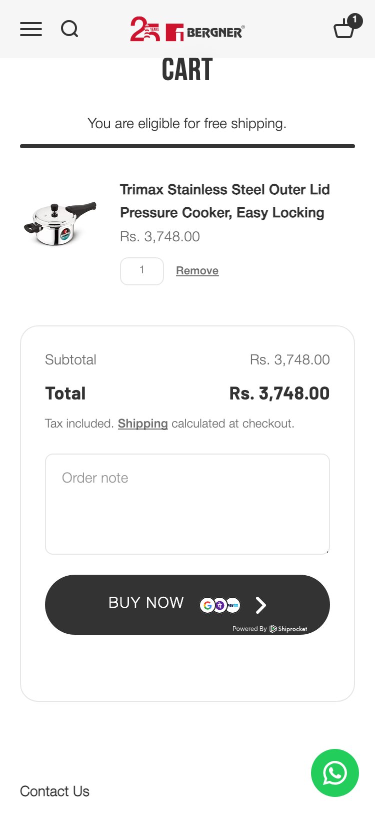 Bergner Home — Cart (No Urgency)