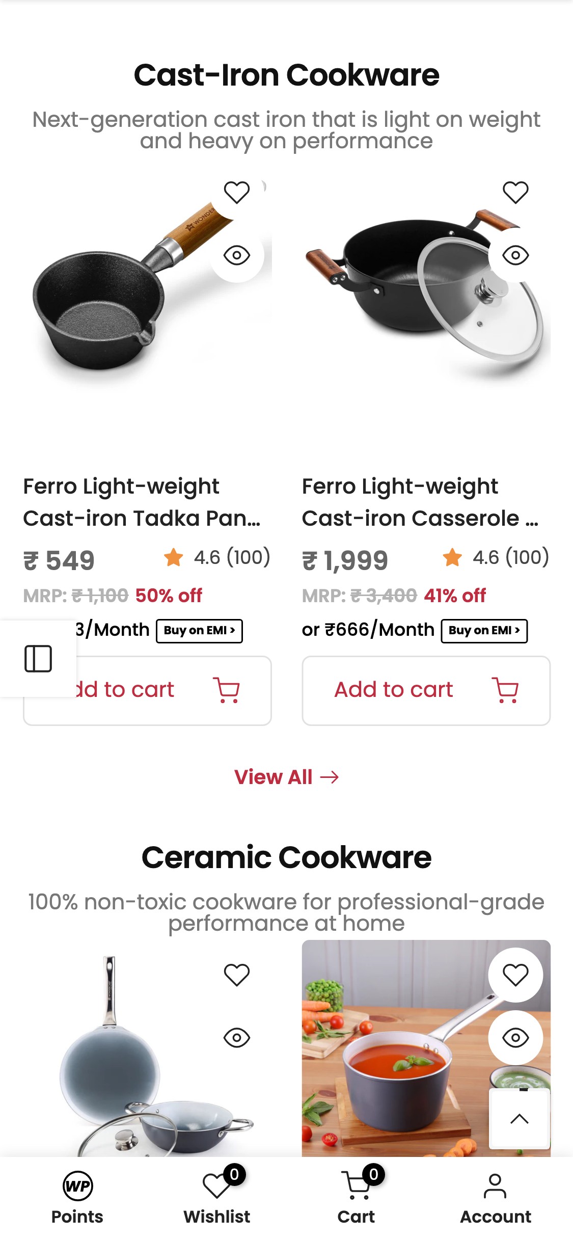 Wonderchef — Collection Cards with Star Ratings
