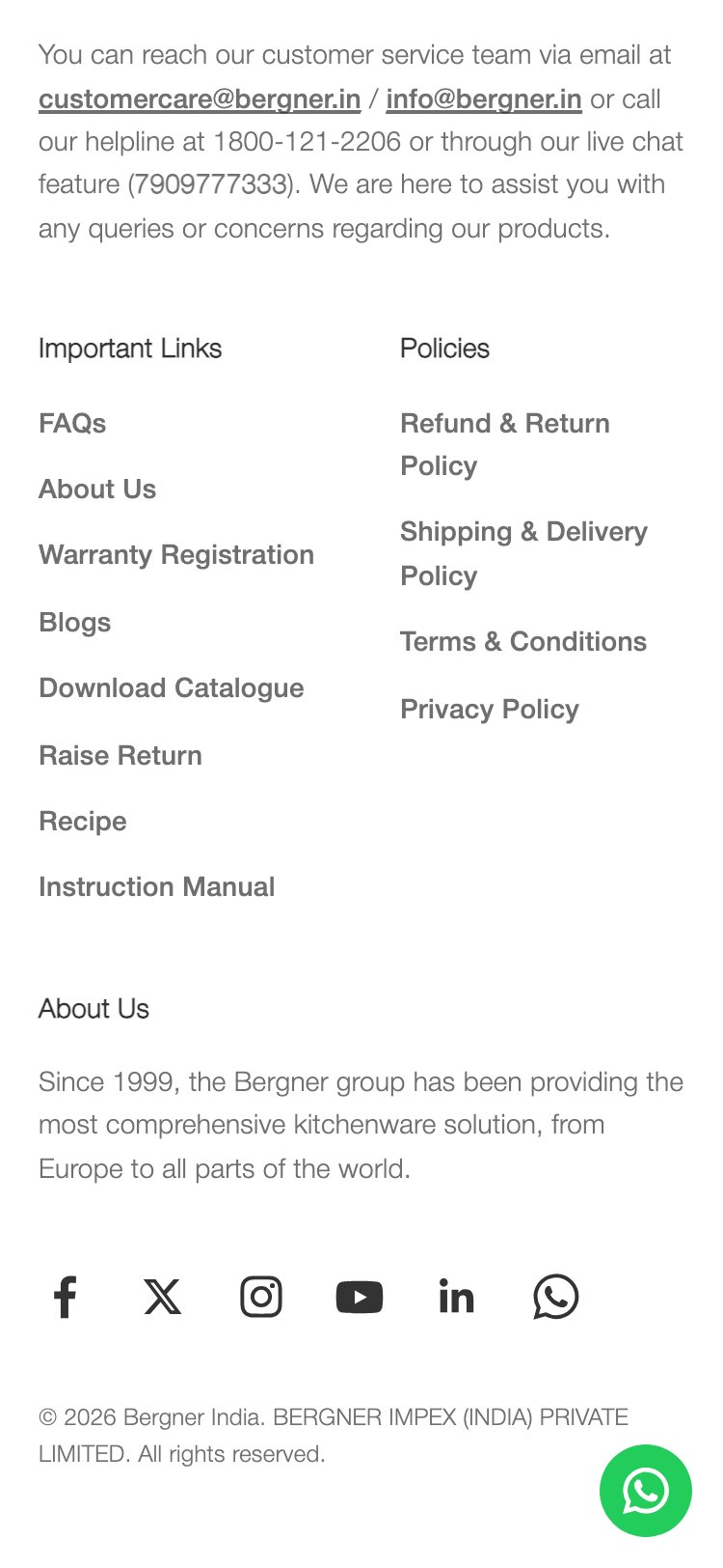 Bergner Home — PDP Bottom (No Recommendations)